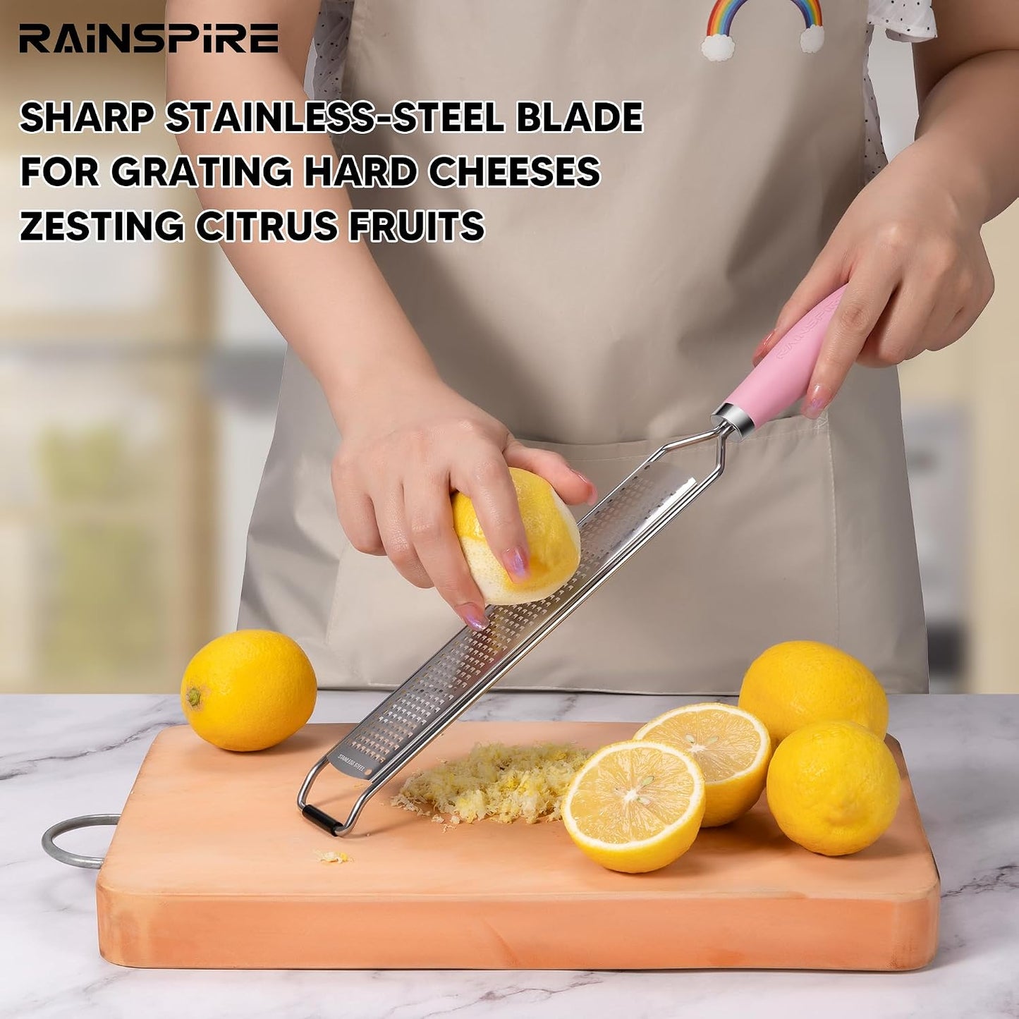 Upgraded Citrus Lemon Zester Grater, Easy Clean Dishwasher Safe, for Ginger Garlic Parmesan Cheese, 304 Stainless Steel Blade, Protect Cover, Baking Supplies, Black