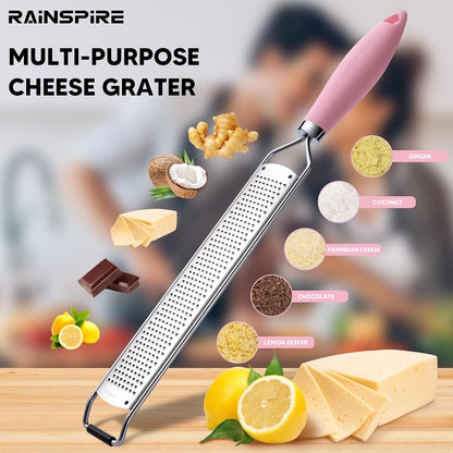 Upgraded Citrus Lemon Zester Grater, Easy Clean Dishwasher Safe, for Ginger Garlic Parmesan Cheese, 304 Stainless Steel Blade, Protect Cover, Baking Supplies, Black