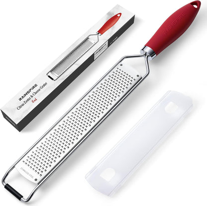 Upgraded Citrus Lemon Zester Grater, Easy Clean Dishwasher Safe, for Ginger Garlic Parmesan Cheese, 304 Stainless Steel Blade, Protect Cover, Baking Supplies, Black