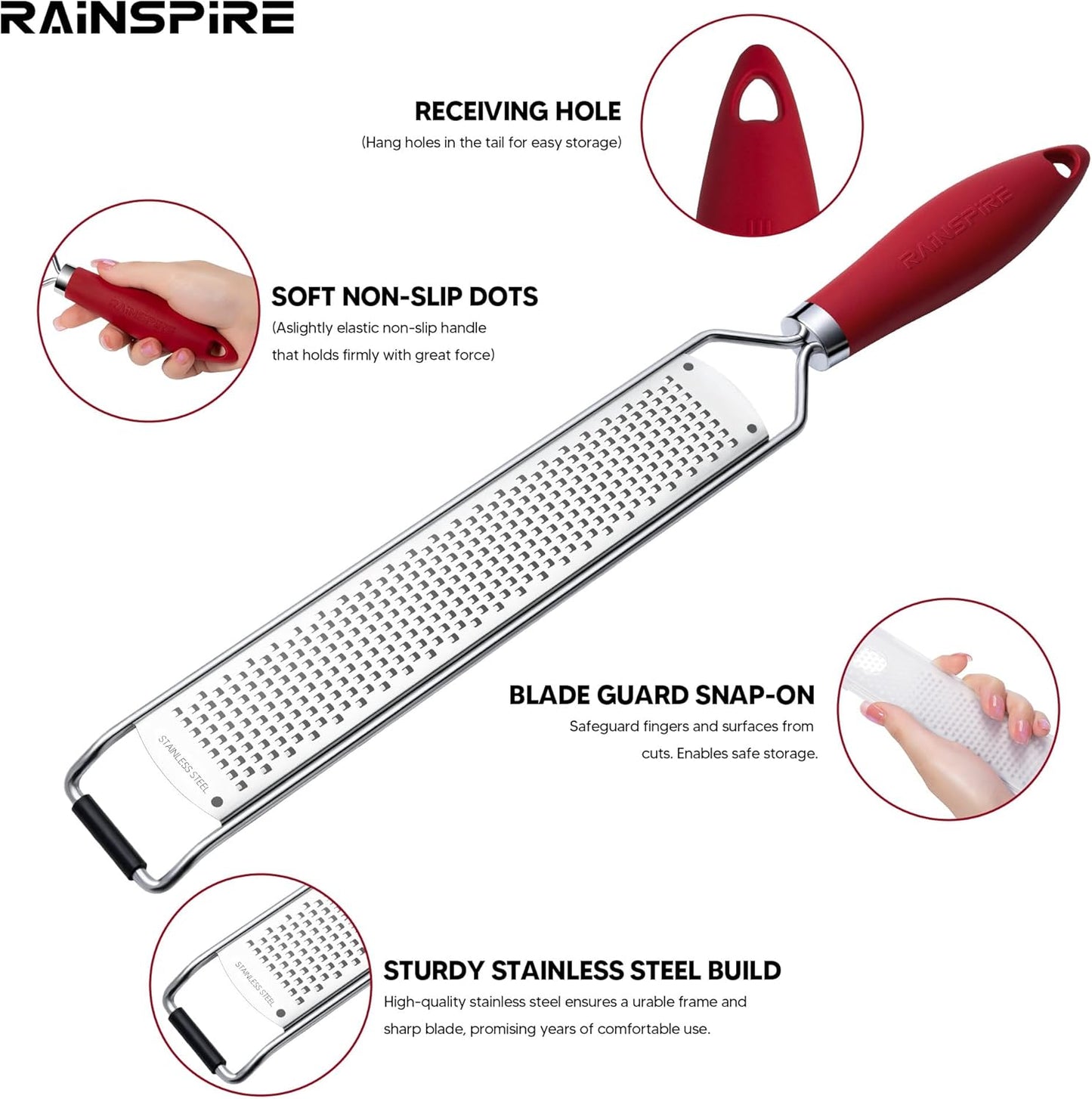 Upgraded Citrus Lemon Zester Grater, Easy Clean Dishwasher Safe, for Ginger Garlic Parmesan Cheese, 304 Stainless Steel Blade, Protect Cover, Baking Supplies, Black