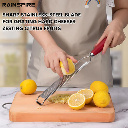Upgraded Citrus Lemon Zester Grater, Easy Clean Dishwasher Safe, for Ginger Garlic Parmesan Cheese, 304 Stainless Steel Blade, Protect Cover, Baking Supplies, Black