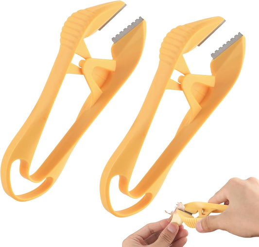 2pcs Garlic Peeler, 2025 New Garlic Tweezers with Hanging Hole Manual Peeling Clips Simple Easy Multipurpose Kitchen Tools for Avoiding Smell on Your Hands (Orange)