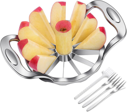 Apple Slicer and Corer,12‑Slice Stainless Steel,3 Forks & Brush