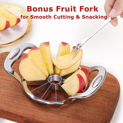 Apple Slicer and Corer,12‑Slice Stainless Steel,3 Forks & Brush
