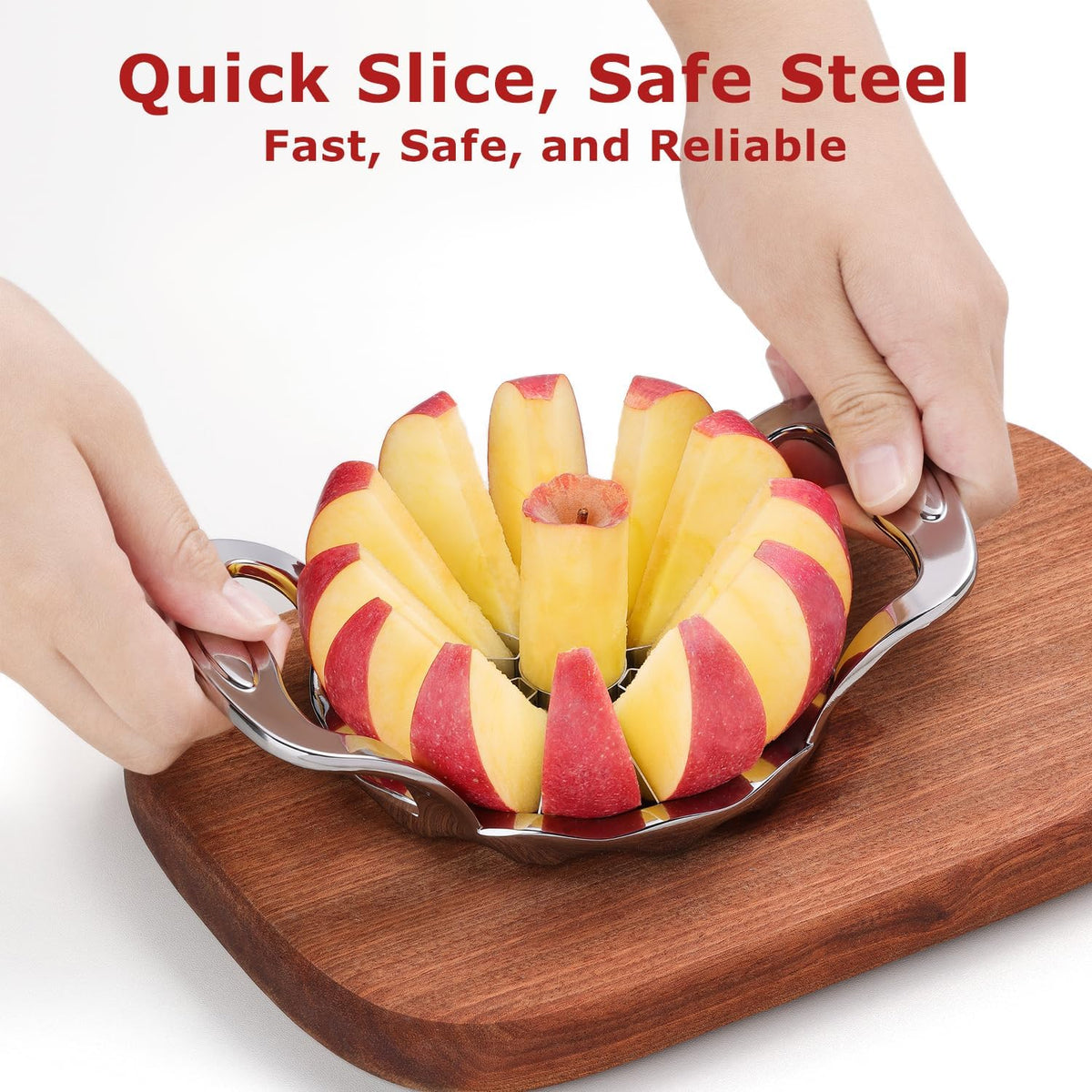 Apple Slicer and Corer,12‑Slice Stainless Steel,3 Forks & Brush