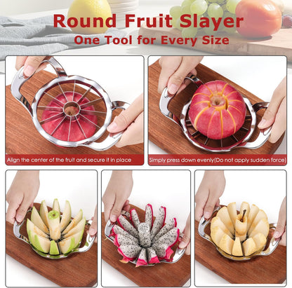 Apple Slicer and Corer,12‑Slice Stainless Steel,3 Forks & Brush