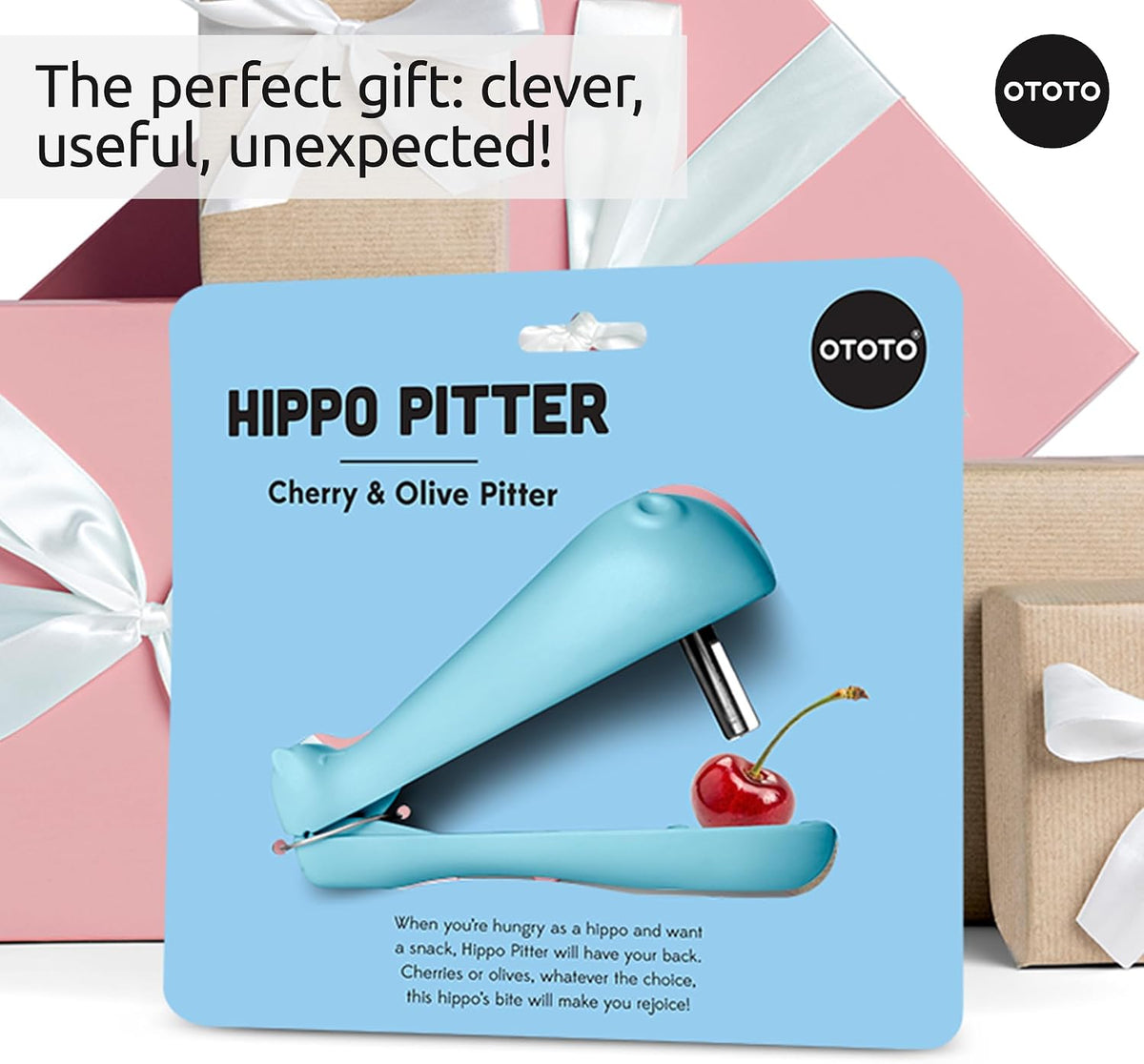 Hippo Cherry and Olive Pitter - Unique Kitchen Gadgets, Cooking Gifts for Women, Kitchen Essentials, Kitchen Utensils, Cute Gifts, Kitchen Accessories, Gift for Kids