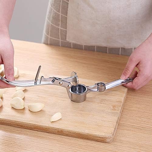 5-in-1 Stainless Steel Garlic Press Kitchen Gadget Crusher | Multi-Function Kitchen Gadget, Works as Garlic Mincer, Crusher, Bottle Opener and Pit Remover for Home Cooking & Food Prep