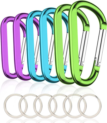 Carabiner Caribeaner Clip,3" Large Aluminum D Ring Shape Carabeaner with Keyring Keychain Hook
