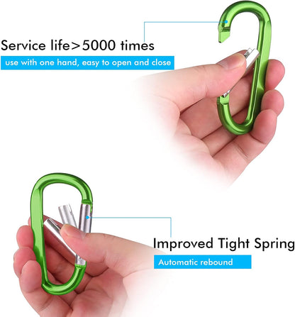 Carabiner Caribeaner Clip,3" Large Aluminum D Ring Shape Carabeaner with Keyring Keychain Hook