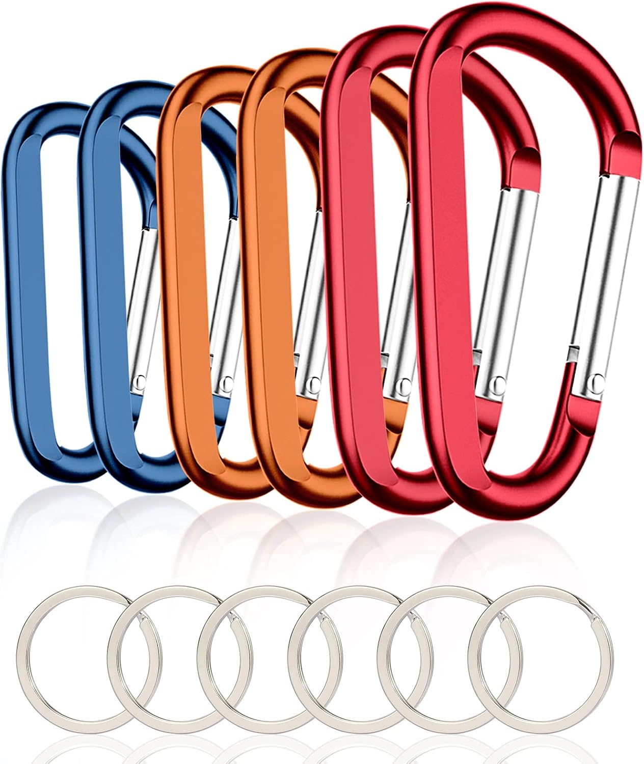 Carabiner Caribeaner Clip,3" Large Aluminum D Ring Shape Carabeaner with Keyring Keychain Hook