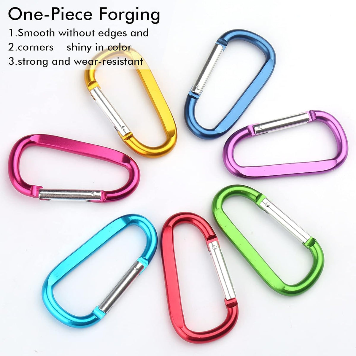 Carabiner Caribeaner Clip,3" Large Aluminum D Ring Shape Carabeaner with Keyring Keychain Hook