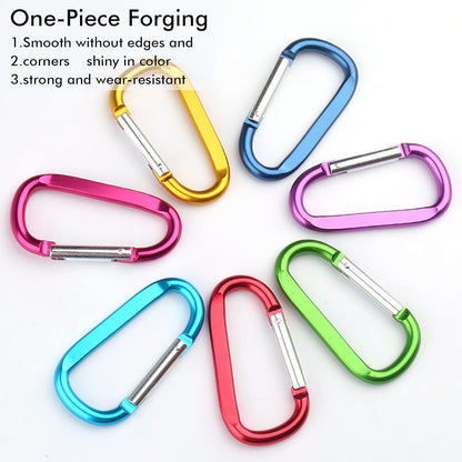 Carabiner Caribeaner Clip,3" Large Aluminum D Ring Shape Carabeaner with Keyring Keychain Hook