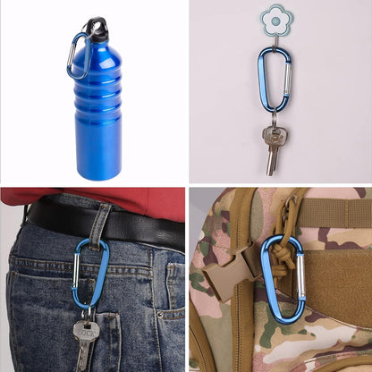 Carabiner Caribeaner Clip,3" Large Aluminum D Ring Shape Carabeaner with Keyring Keychain Hook