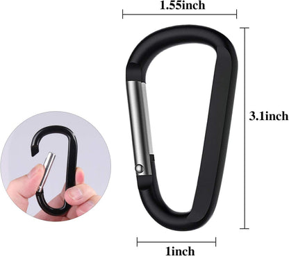 Carabiner Caribeaner Clip,3" Large Aluminum D Ring Shape Carabeaner with Keyring Keychain Hook