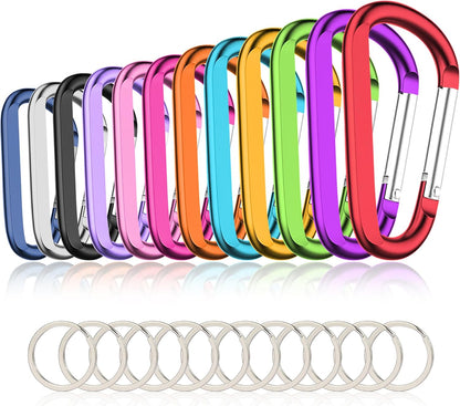 Carabiner Caribeaner Clip,3" Large Aluminum D Ring Shape Carabeaner with Keyring Keychain Hook