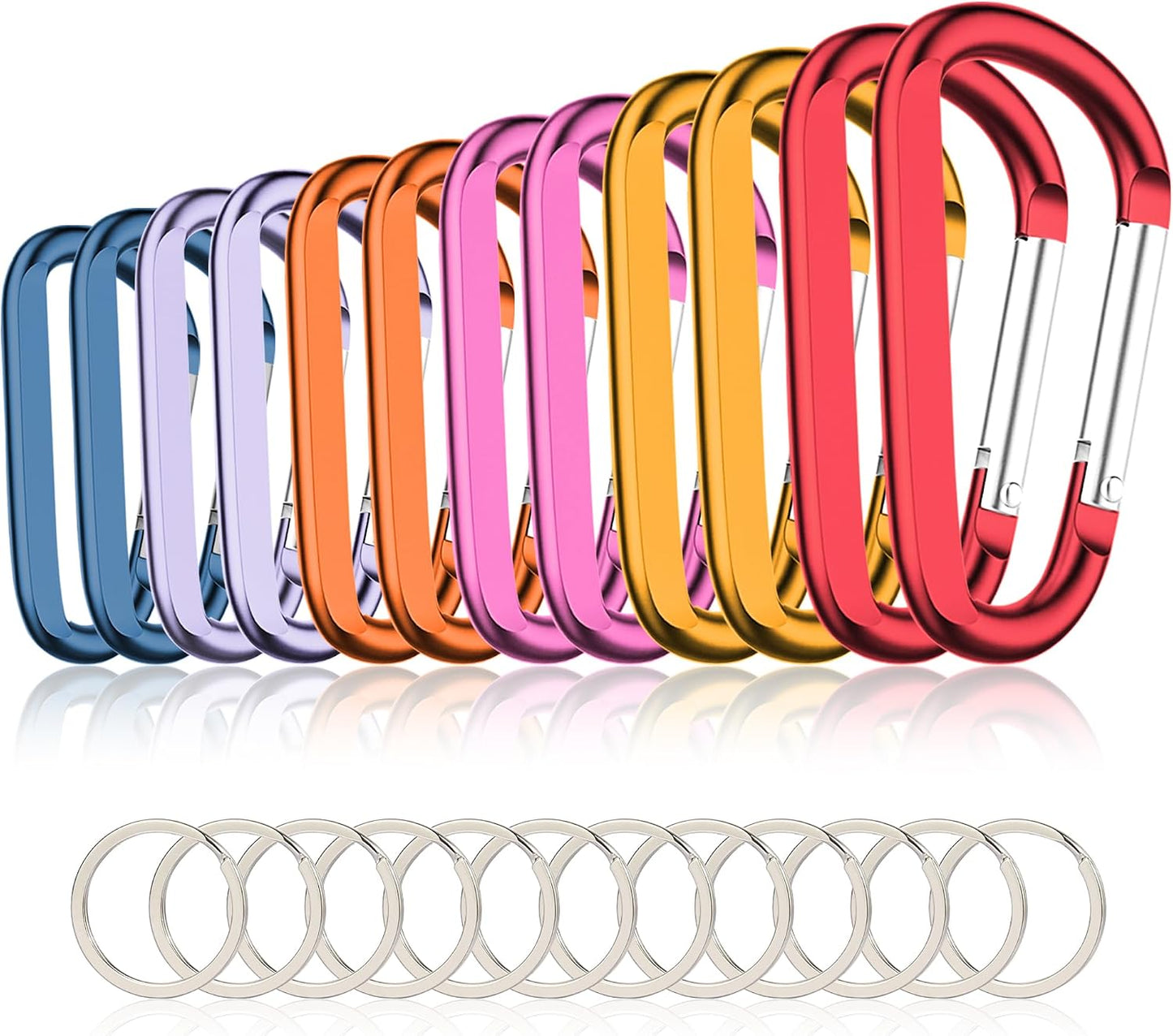 Carabiner Caribeaner Clip,3" Large Aluminum D Ring Shape Carabeaner with Keyring Keychain Hook