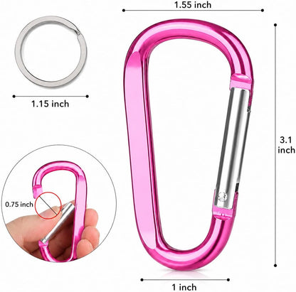Carabiner Caribeaner Clip,3" Large Aluminum D Ring Shape Carabeaner with Keyring Keychain Hook