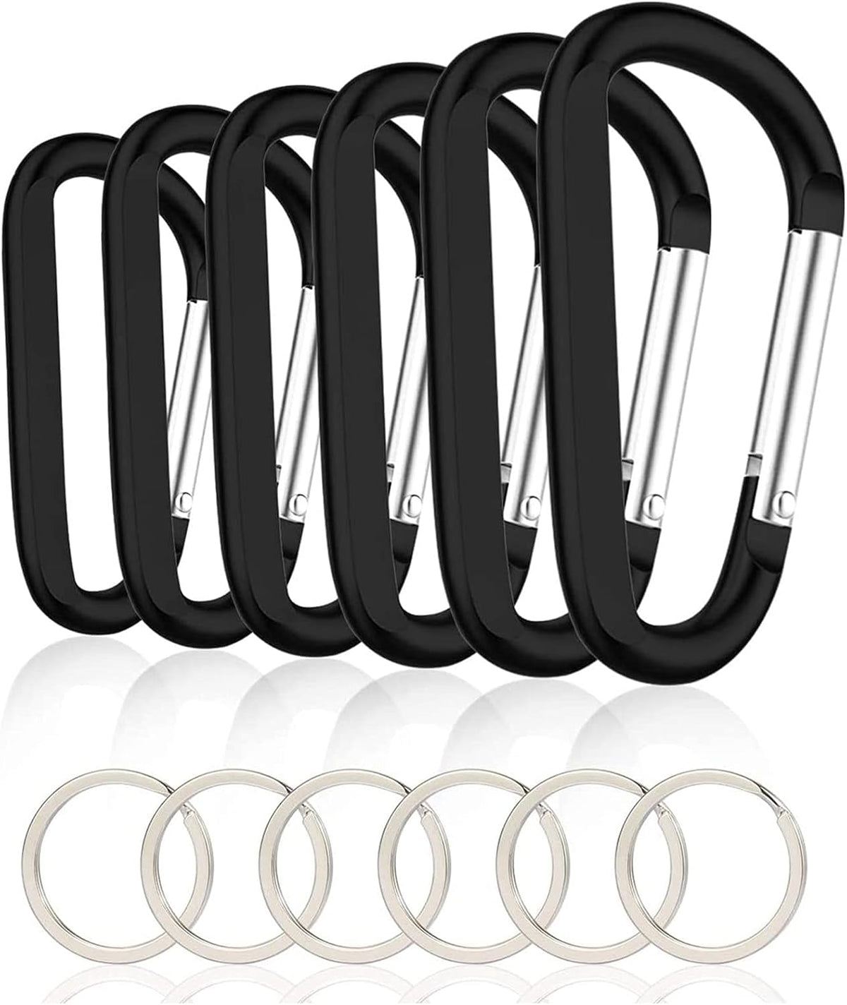 Carabiner Caribeaner Clip,3" Large Aluminum D Ring Shape Carabeaner with Keyring Keychain Hook
