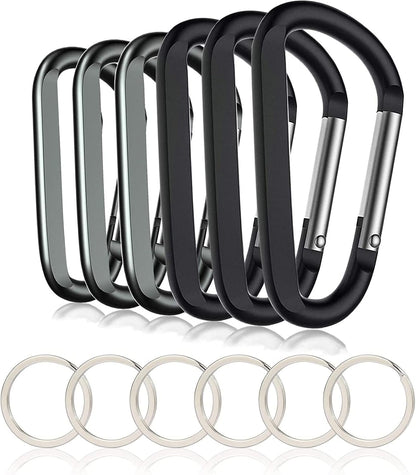 Carabiner Caribeaner Clip,3" Large Aluminum D Ring Shape Carabeaner with Keyring Keychain Hook