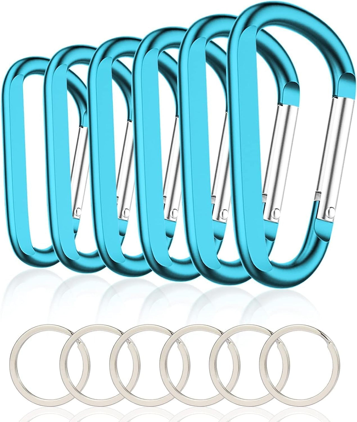 Carabiner Caribeaner Clip,3" Large Aluminum D Ring Shape Carabeaner with Keyring Keychain Hook