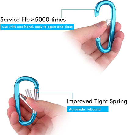 Carabiner Caribeaner Clip,3" Large Aluminum D Ring Shape Carabeaner with Keyring Keychain Hook