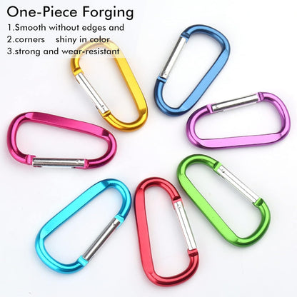Carabiner Caribeaner Clip,3" Large Aluminum D Ring Shape Carabeaner with Keyring Keychain Hook