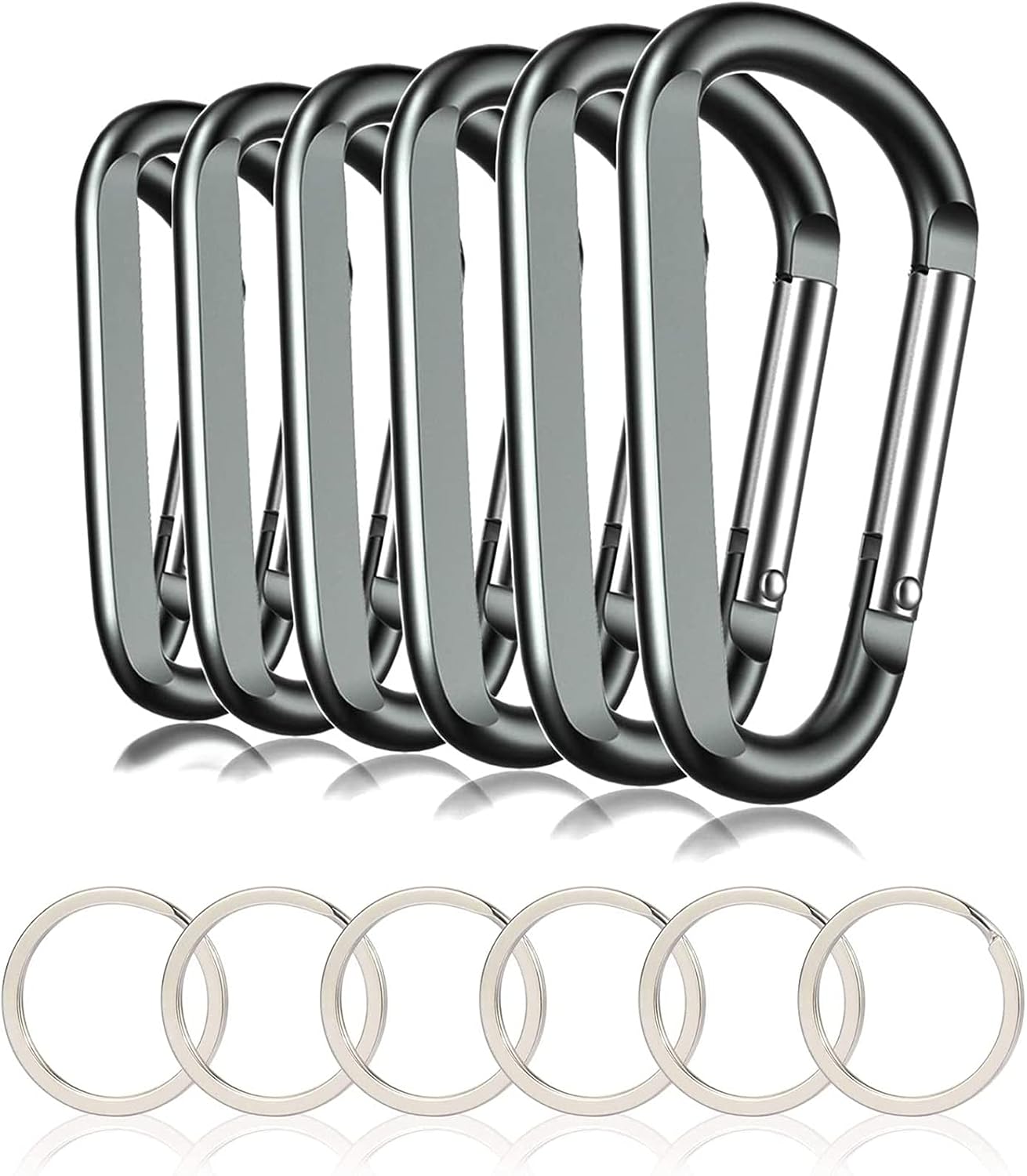 Carabiner Caribeaner Clip,3" Large Aluminum D Ring Shape Carabeaner with Keyring Keychain Hook