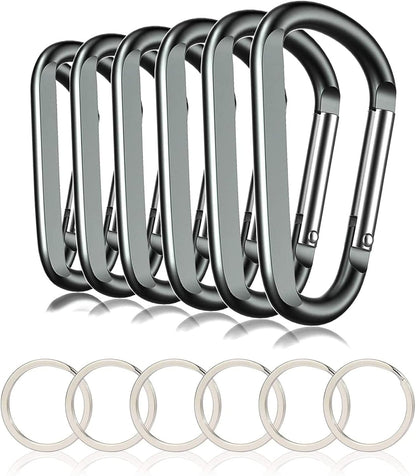 Carabiner Caribeaner Clip,3" Large Aluminum D Ring Shape Carabeaner with Keyring Keychain Hook