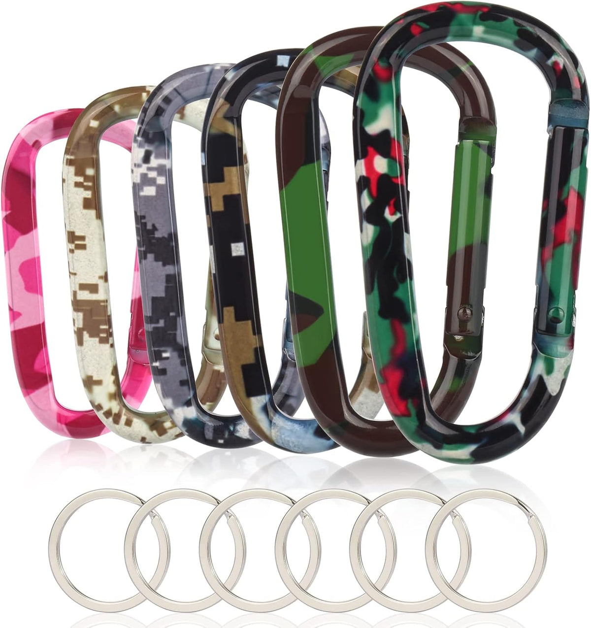 Carabiner Caribeaner Clip,3" Large Aluminum D Ring Shape Carabeaner with Keyring Keychain Hook