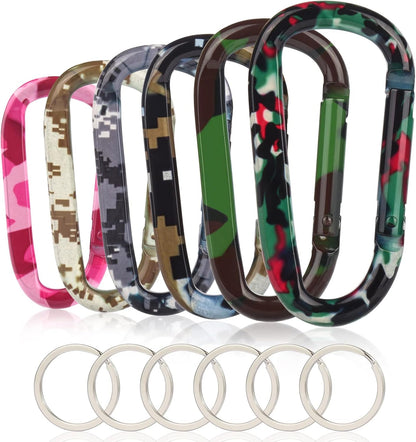 Carabiner Caribeaner Clip,3" Large Aluminum D Ring Shape Carabeaner with Keyring Keychain Hook