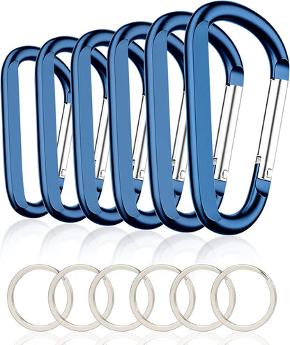 Carabiner Caribeaner Clip,3" Large Aluminum D Ring Shape Carabeaner with Keyring Keychain Hook