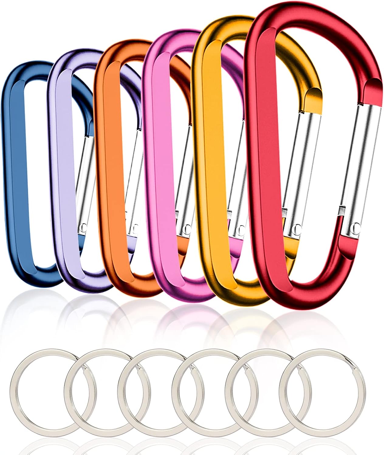 Carabiner Caribeaner Clip,3" Large Aluminum D Ring Shape Carabeaner with Keyring Keychain Hook