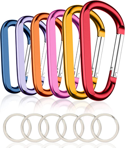 Carabiner Caribeaner Clip,3" Large Aluminum D Ring Shape Carabeaner with Keyring Keychain Hook