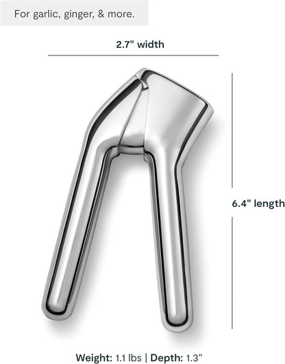 Garlic Press - Non Toxic Stainless Steel - Essential Kitchen Tool - Ergonomic Handle - Effortlessly Mince Whole Garlic - Easy Clean