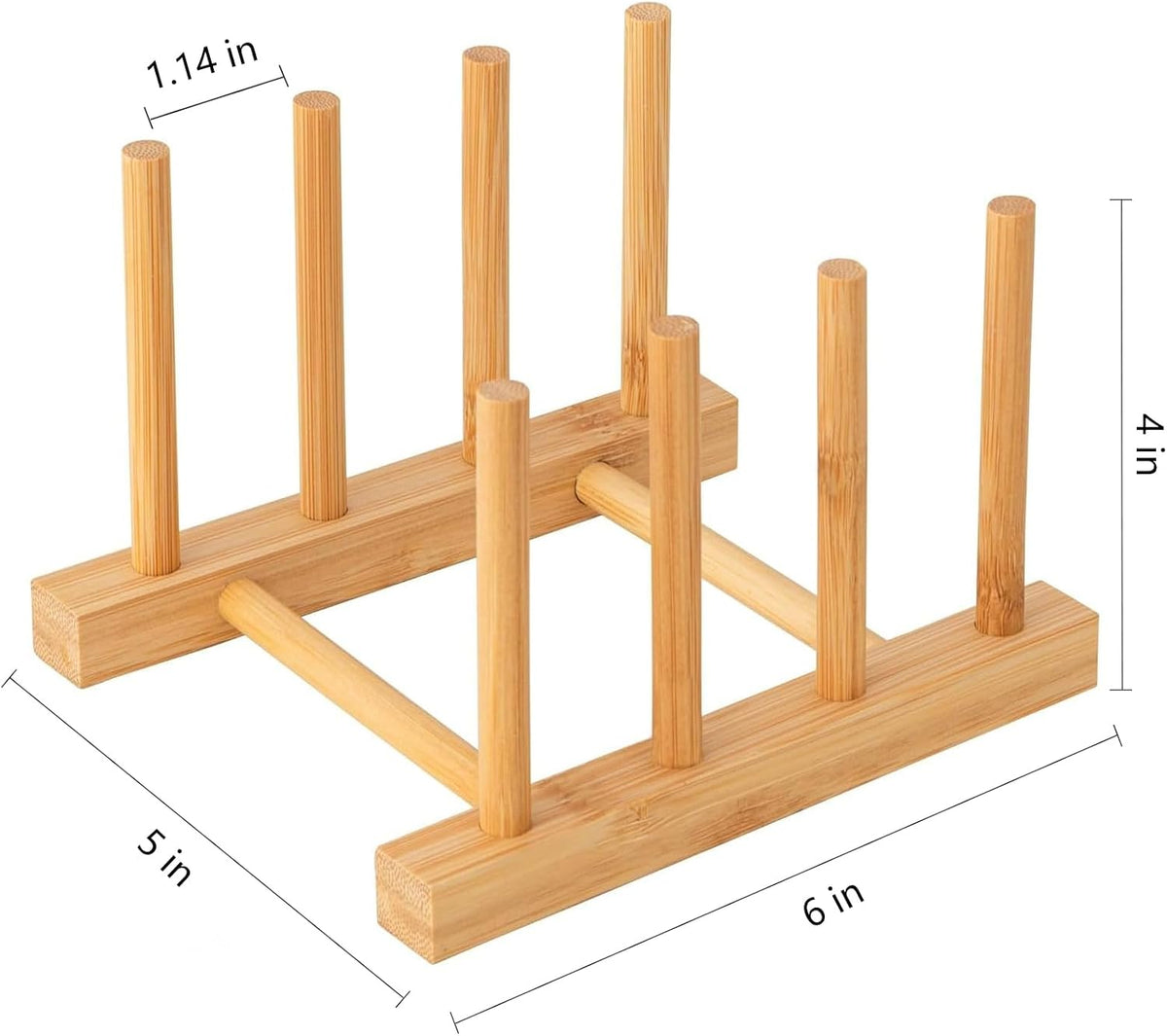 2pcs Bamboo Dish Plate Bowl Cup Book Pot Lid Cutting Board Drying Rack Stand Drainer Storage Holder Organizer Kitchen Cabinet（Keep Dry）