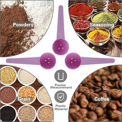 Measuring Spoons, 20ml Plastic Scoops, Pink, 6-Pack | Bottom-hole scoop spoons for coffee, protein powder, milk powder, creatine and supplements.