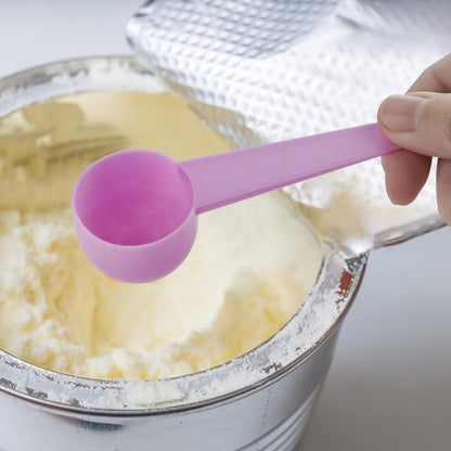 Measuring Spoons, 20ml Plastic Scoops, Pink, 6-Pack | Bottom-hole scoop spoons for coffee, protein powder, milk powder, creatine and supplements.