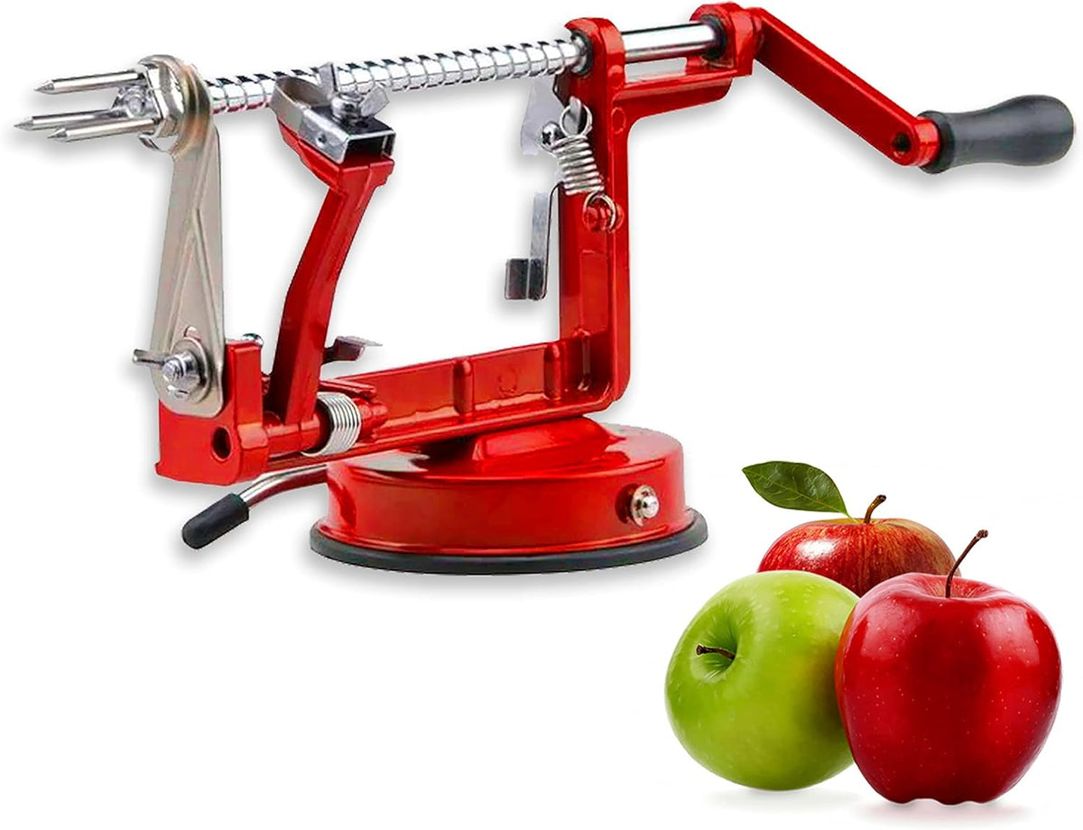 Apple Peeler Slicer Corer - Apple Spiralizer with Strong Suction & Durability - Apple Peeler Corer Slicer Suction Base made with Food Grade Stainless Steel Adjustable Blades