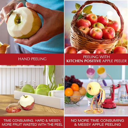 Apple Peeler Slicer Corer - Apple Spiralizer with Strong Suction & Durability - Apple Peeler Corer Slicer Suction Base made with Food Grade Stainless Steel Adjustable Blades