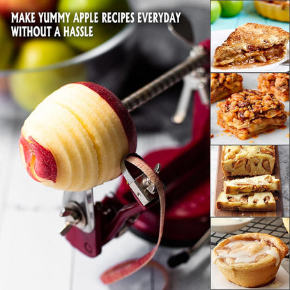 Apple Peeler Slicer Corer - Apple Spiralizer with Strong Suction & Durability - Apple Peeler Corer Slicer Suction Base made with Food Grade Stainless Steel Adjustable Blades