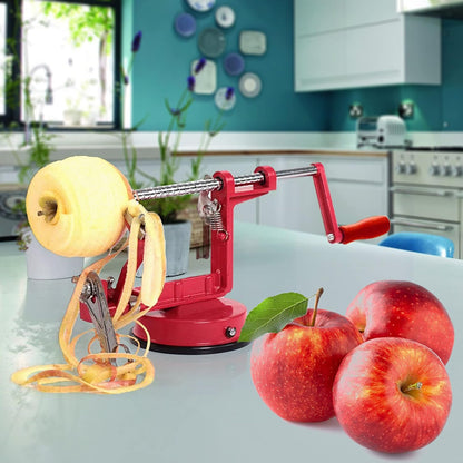 Apple Peeler Slicer Corer - Apple Spiralizer with Strong Suction & Durability - Apple Peeler Corer Slicer Suction Base made with Food Grade Stainless Steel Adjustable Blades