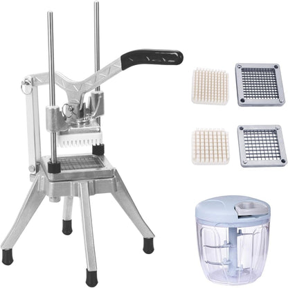 Commercial Vegetable Chopper & Food Dicer, Heavy Duty Vegetable Cutter with 1/4" & 3/8" Stainless Steel Blades, Manual Onion Potato Pepper Dicer for Restaurant Kitchen Food Prep