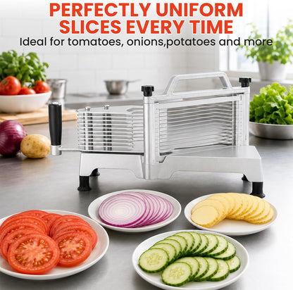 Commercial Vegetable Chopper & Food Dicer, Heavy Duty Vegetable Cutter with 1/4" & 3/8" Stainless Steel Blades, Manual Onion Potato Pepper Dicer for Restaurant Kitchen Food Prep