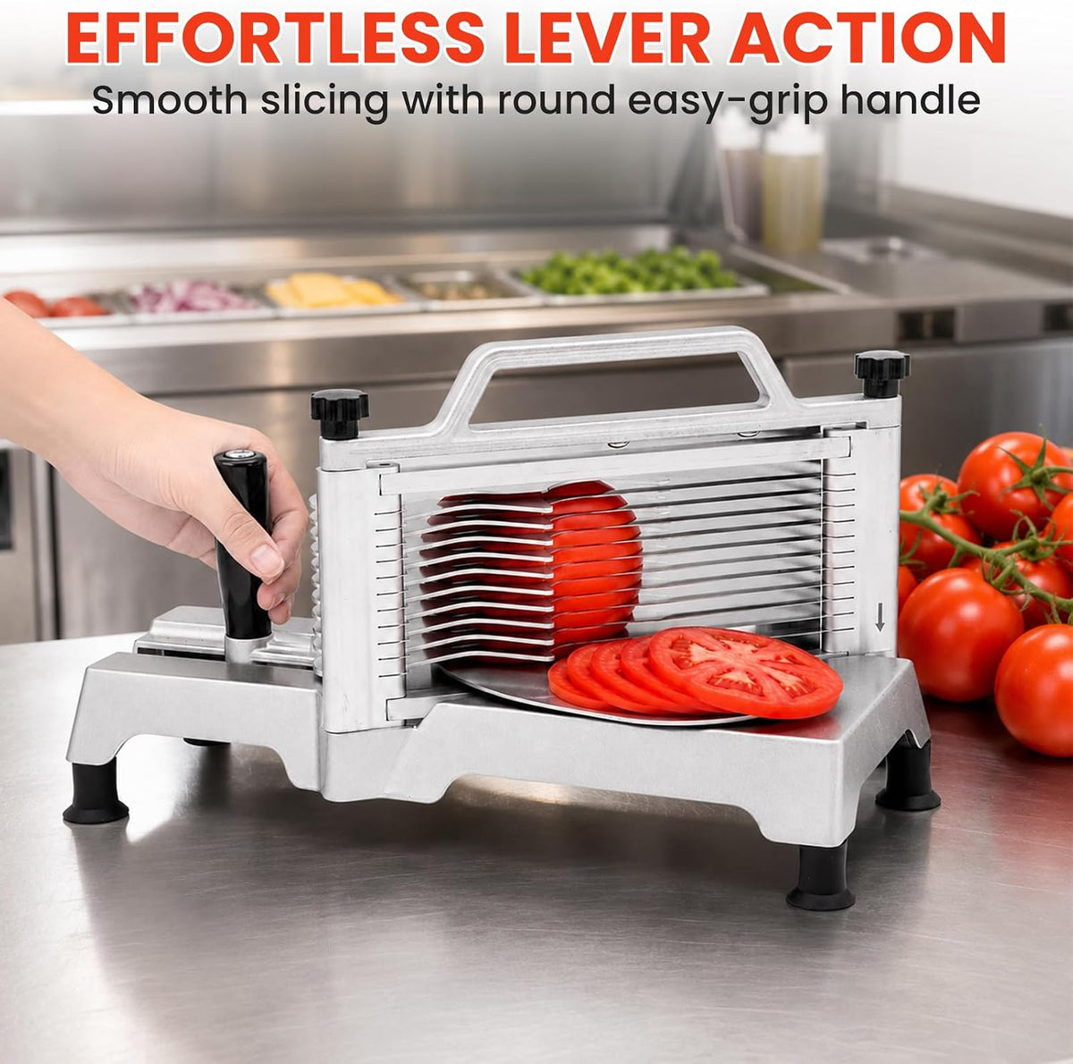 Commercial Vegetable Chopper & Food Dicer, Heavy Duty Vegetable Cutter with 1/4" & 3/8" Stainless Steel Blades, Manual Onion Potato Pepper Dicer for Restaurant Kitchen Food Prep