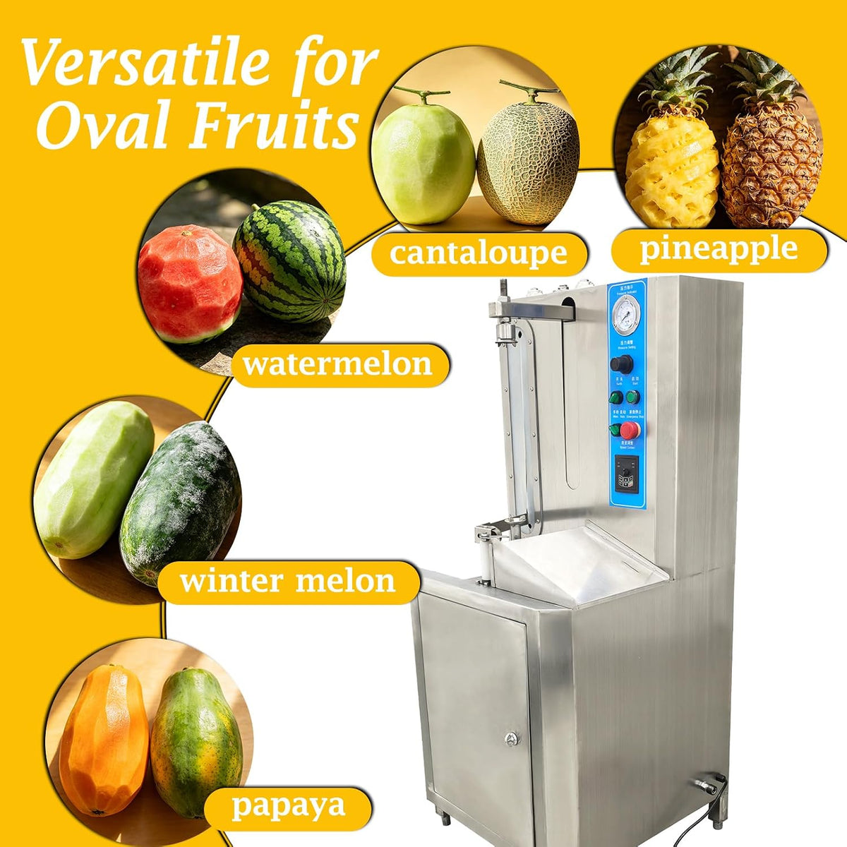 Commercial Automatic Pineapple Peeler, Electric Pineapple Coring Machine, 260pcs/h Stainless Steel Fruit Peeler for Food Processing & Central Kitchen, 110V