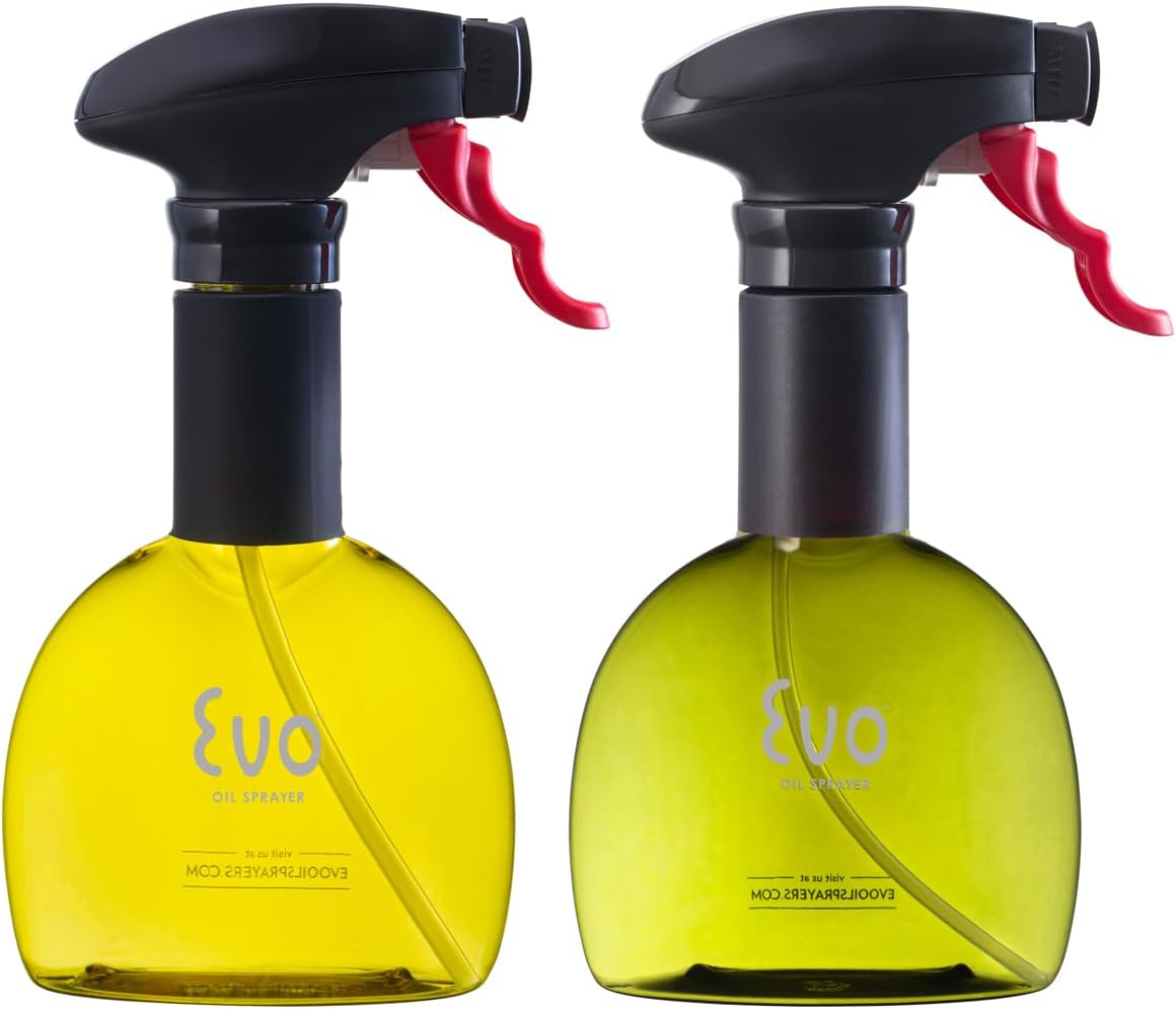 Minis, Non-Aerosol for Olive, Cooking Oils, and Vinegars, 8-Ounce Capacity, 1 Each Yellow and Green | Non-Aerosol Sprayers, 8 Fl Oz, ~0.25 Tsp and Pull, Bpa and Dehp and Latex-Free Food-Safe Plastic, Twist-on Funnel