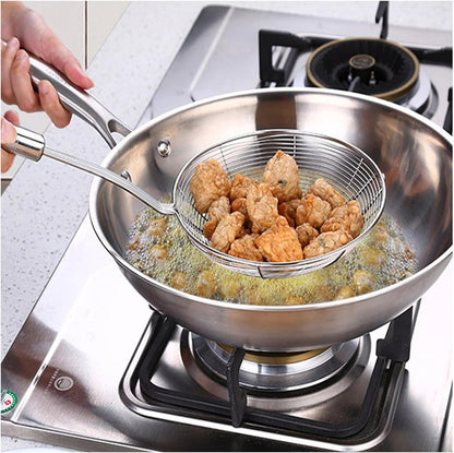 Tenta Solid Stainless Steel Spider Strainer Skimmer Ladle for Cooking and Frying, Kitchen Utensils Wire Strainer Pasta Strainer Spoon Hot Pot Fat Skimmer Spoon Set of 3