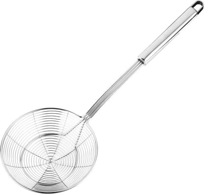 Tenta Solid Stainless Steel Spider Strainer Skimmer Ladle for Cooking and Frying, Kitchen Utensils Wire Strainer Pasta Strainer Spoon Hot Pot Fat Skimmer Spoon Set of 3