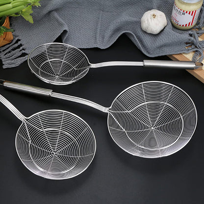 Tenta Solid Stainless Steel Spider Strainer Skimmer Ladle for Cooking and Frying, Kitchen Utensils Wire Strainer Pasta Strainer Spoon Hot Pot Fat Skimmer Spoon Set of 3